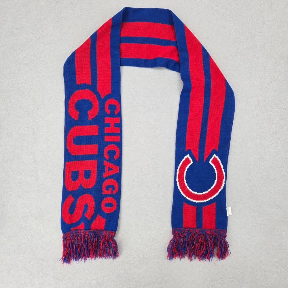 Chicago Cubs Scarf Blue Red MLB Striped Knit Fringe Forever Collectibles OS